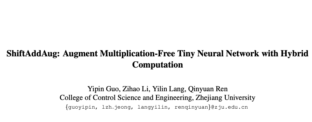 ShiftAddAug：基于乘法算子训练的最新无乘法网络方案 | CVPR’24