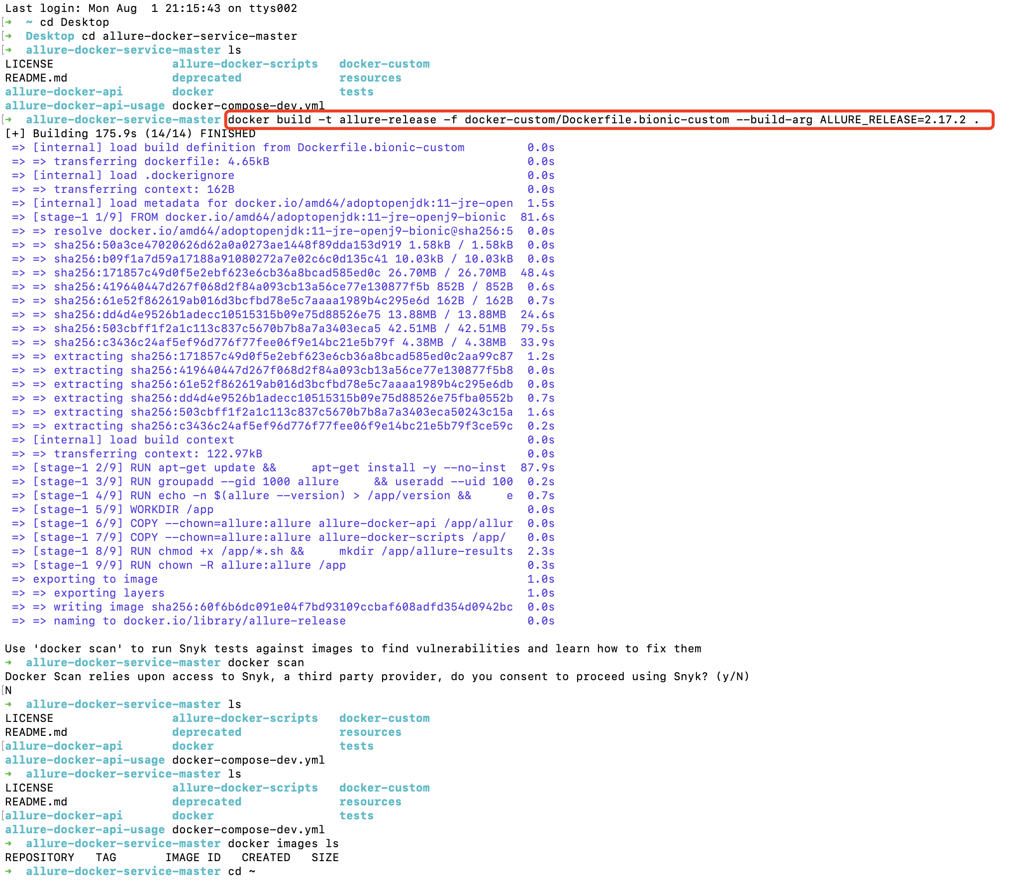 docker bulid&tag&push到本地Docker Hub仓库