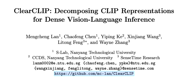 ClearCLIP：倒反天罡，删除两个组件反而可以提升密集预测性能 | ECCV’24