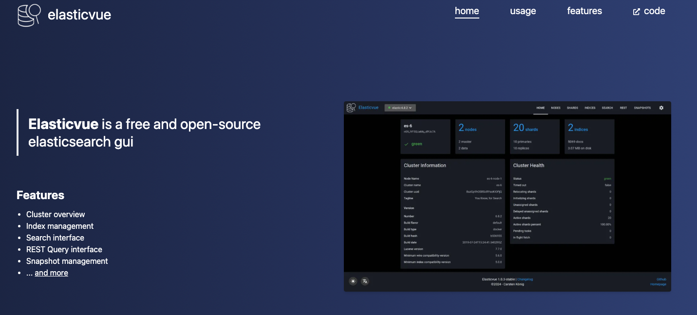 推荐一款轻量级且强大的 Elasticsearch GUI ： elasticvue