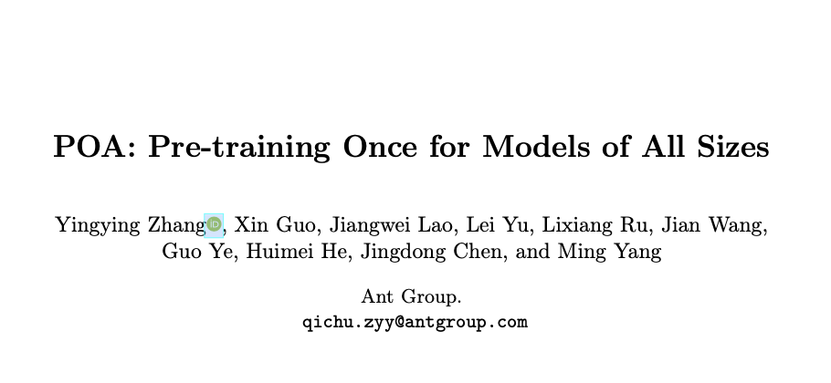 POA：已开源，蚂蚁集团提出同时预训练多种尺寸网络的自监督范式 | ECCV 2024